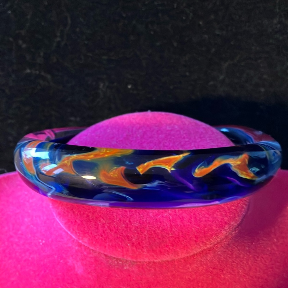 Elegant Blue and Orange Swirl Bracelet